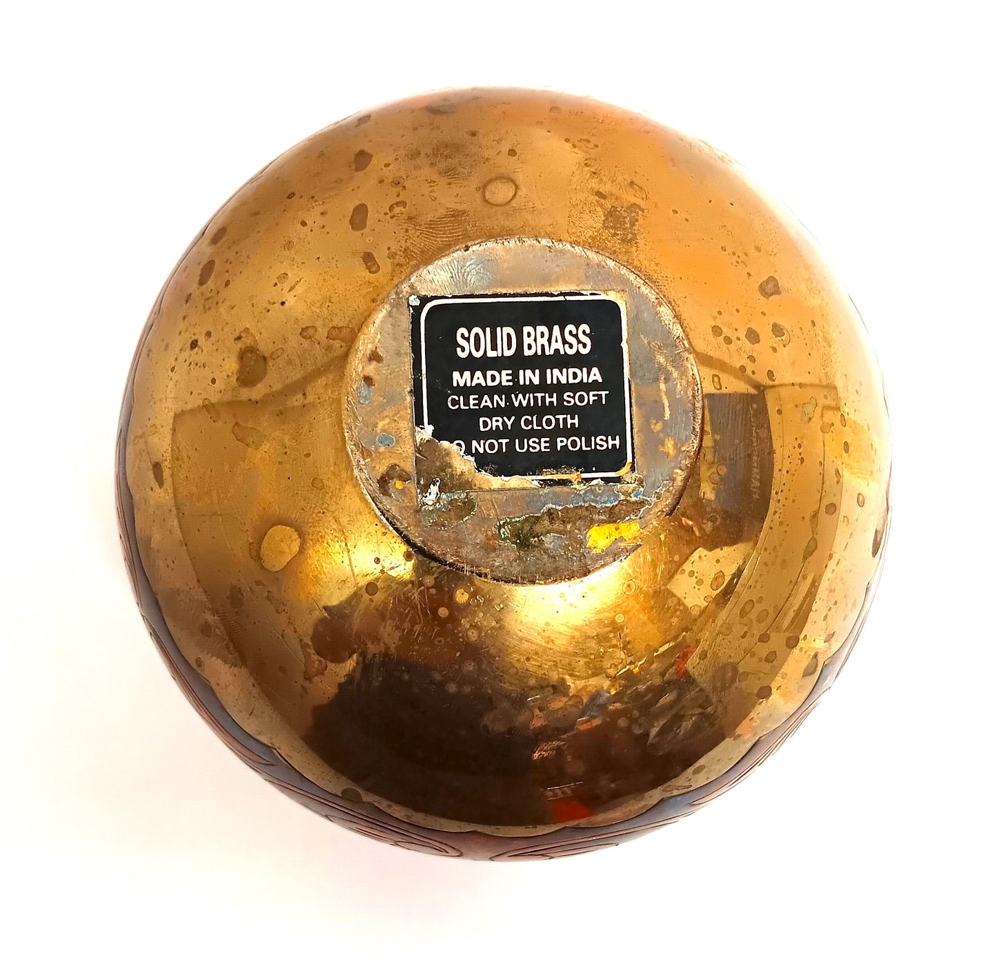 Solid Brass Round Vase from India