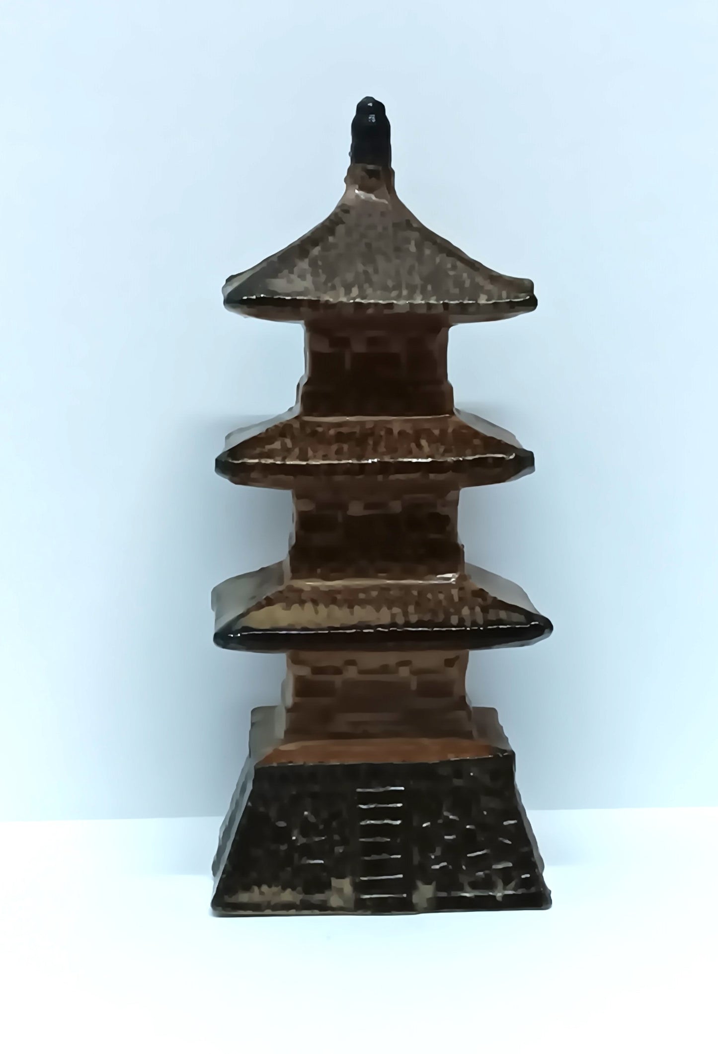 Vintage Small Brown Chinese Japanese Pagoda Building Aquarium Bonsai Decor 4" Tall