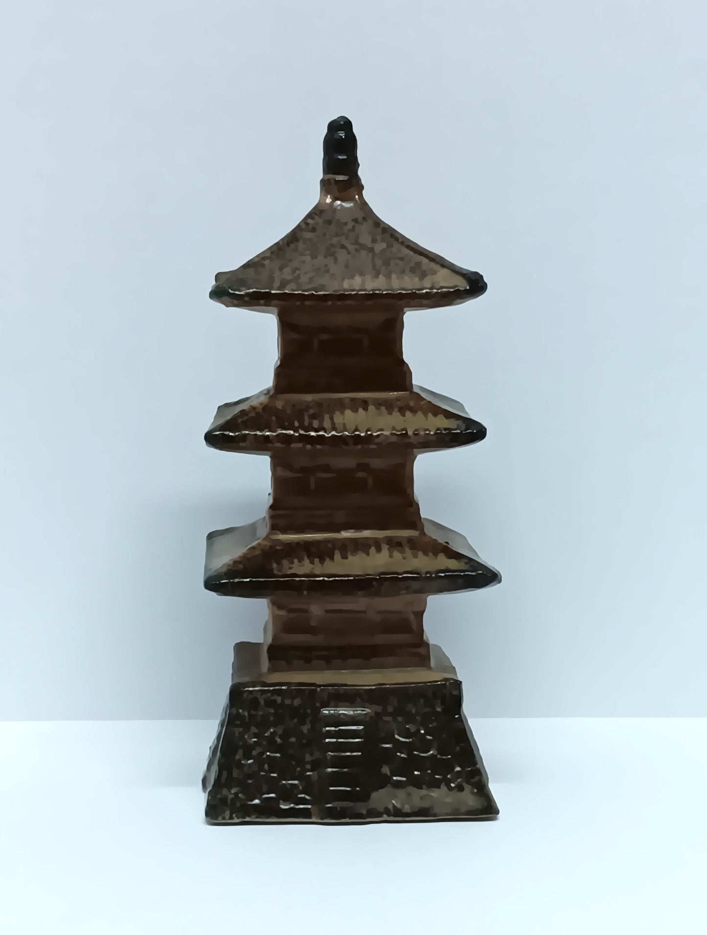 Vintage Small Brown Chinese Japanese Pagoda Building Aquarium Bonsai Decor 4" Tall