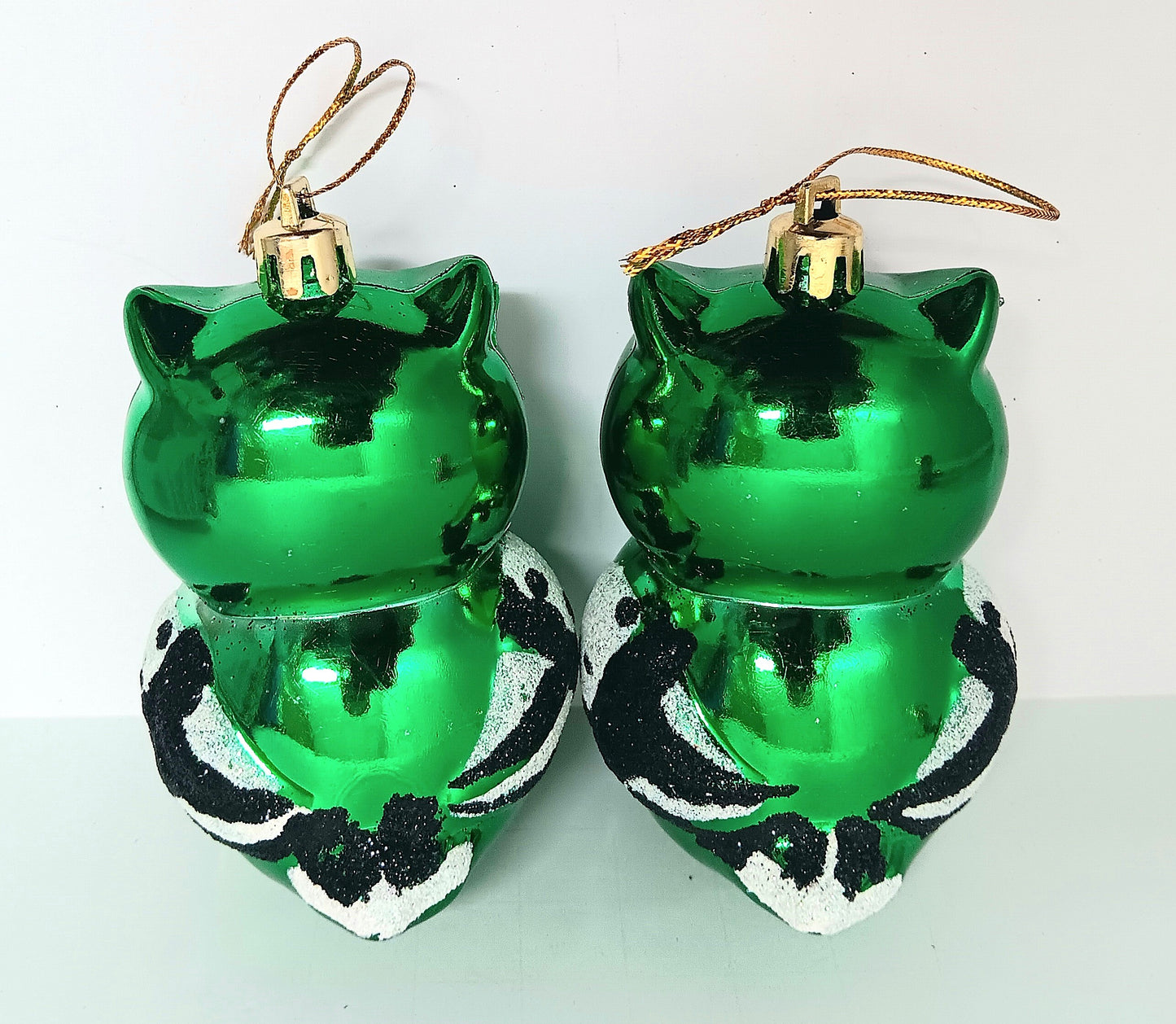 2 Green Owl Christmas Ornaments Holiday Celebrate