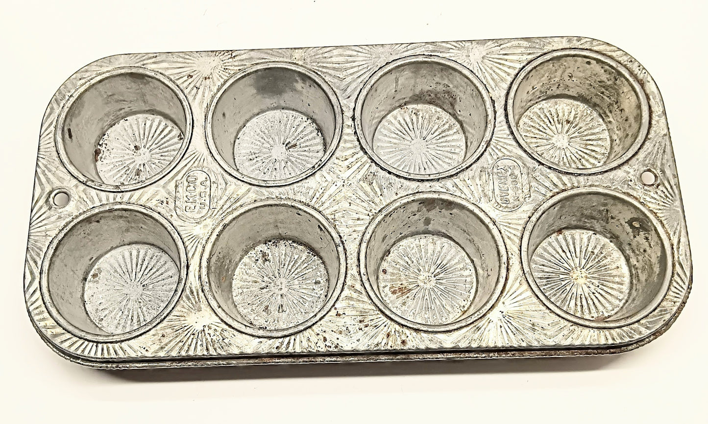 Vintage EKCO OVENEX Muffin Pan Starburst Sun Pattern N 800-8