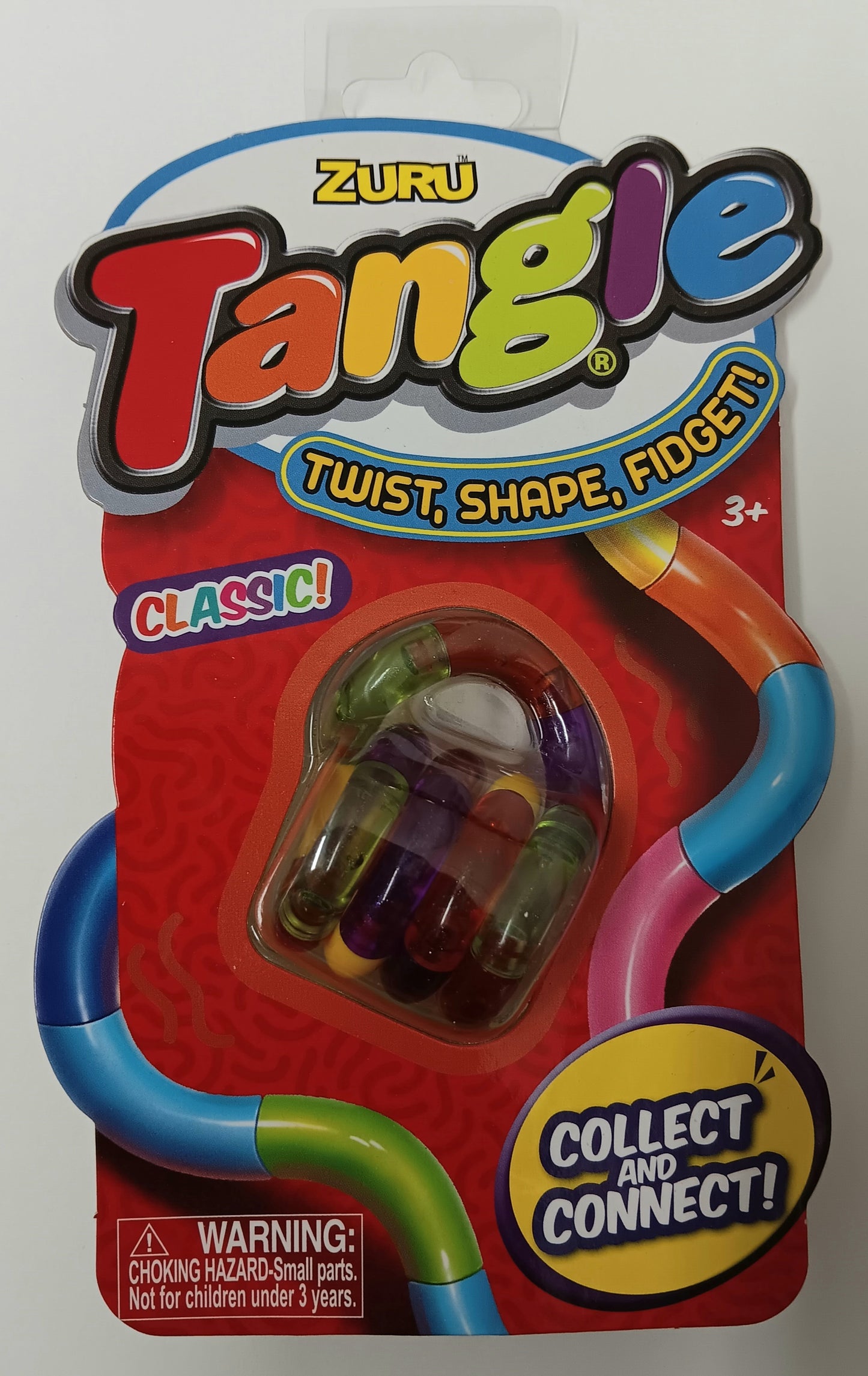 Zuru Tangle Classic Green Orange Purple in Clear Yellow Twist Shape Fidget