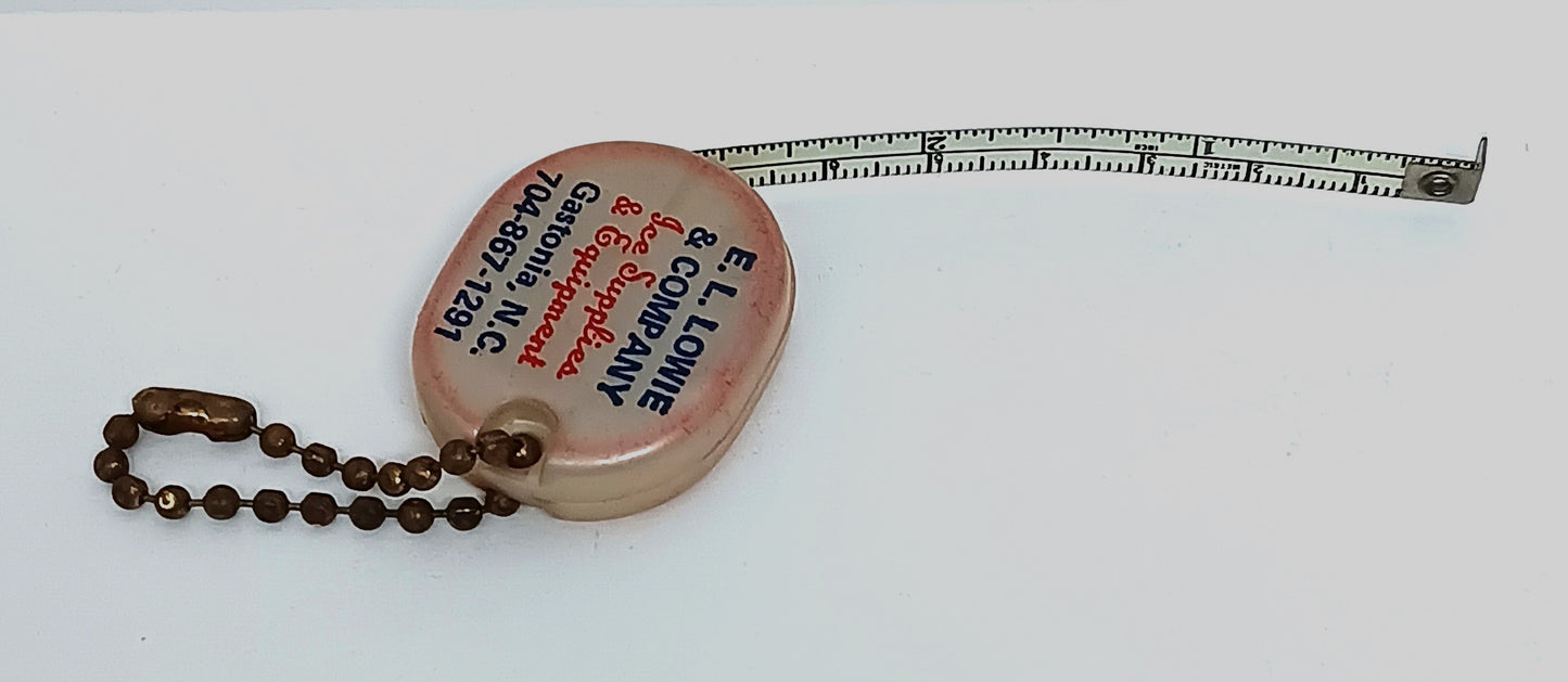 Vintage Advertising Tape Measure Keychain E.L. Lowie and Company