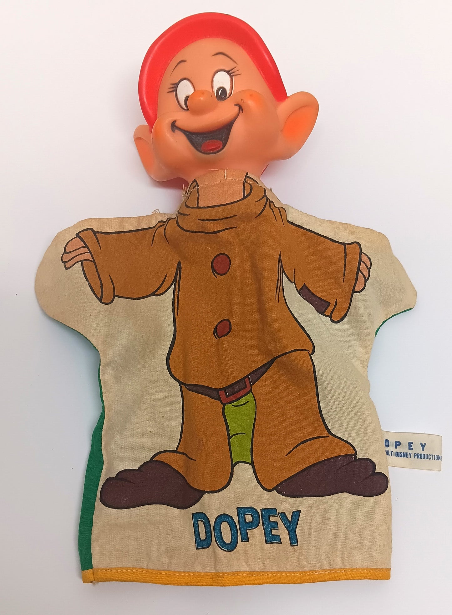 Antique Dopey Hand Puppet Toy Snow White and the Seven Dwarfs Walt Disney Productions