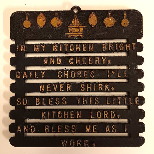 Vintage In My Kitchen...Bless Me As I Work Trivet