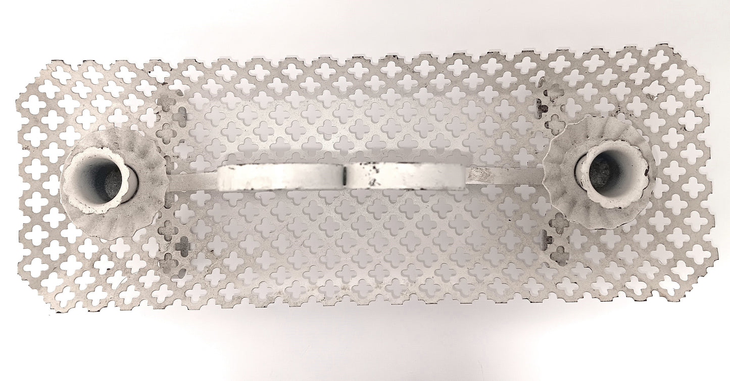 MCM Vintage White Expanded Metal Lattice Mesh Candle Holder