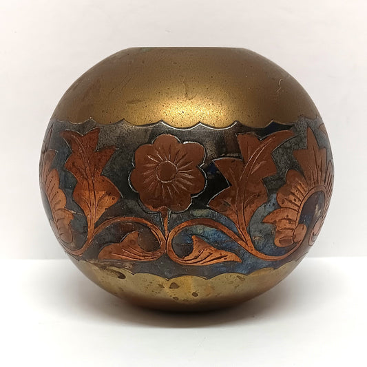 Solid Brass Round Vase from India