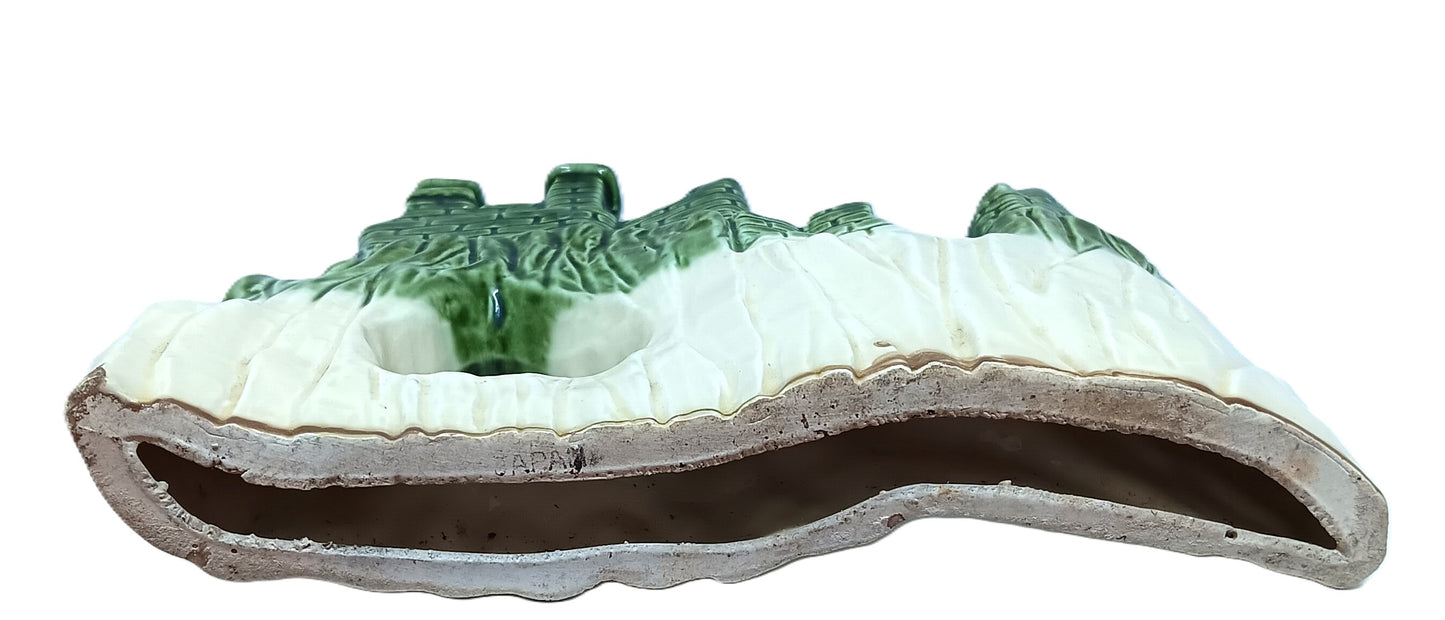 Vintage Japan Green and White Ceramic Aquarium Decoration Bonsai 8"