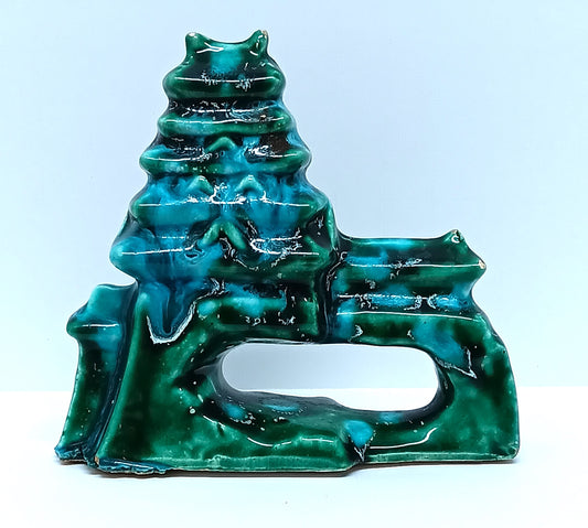 Vintage Dark Green and Blue Glazed Swin Through Pagoda Aquarium Decor