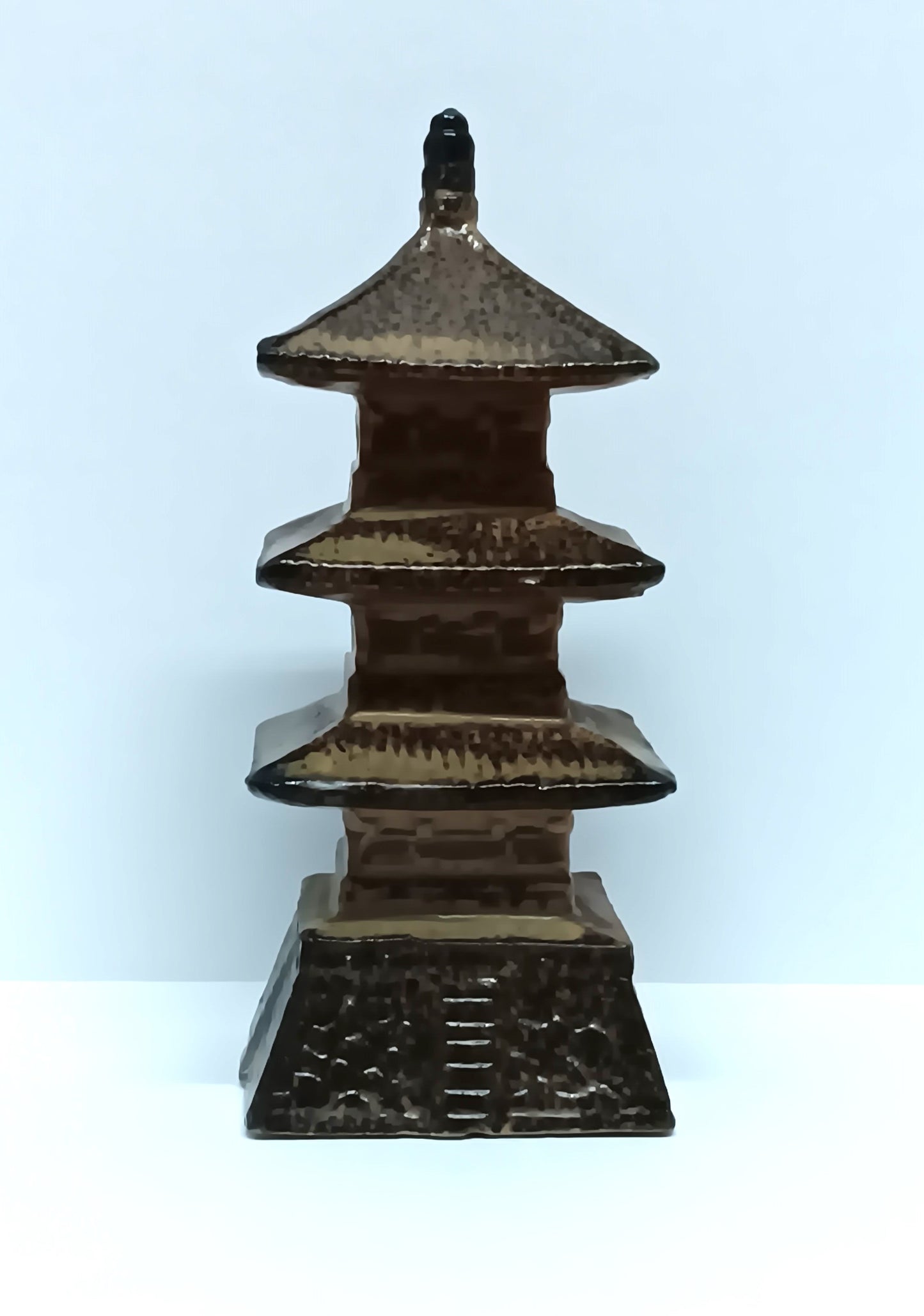 Vintage Small Brown Chinese Japanese Pagoda Building Aquarium Bonsai Decor 4" Tall