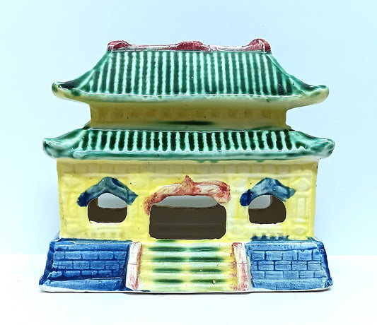 Vintage Japan Ceramic Pagoda Building Swim Through Aquarium Decor Zenith Ind