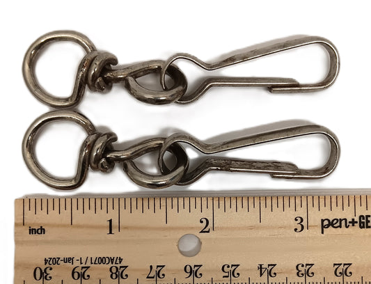 Vintage Japan 2 Metal Clips Key Chain Luggage Belt Loop Purse Backpack