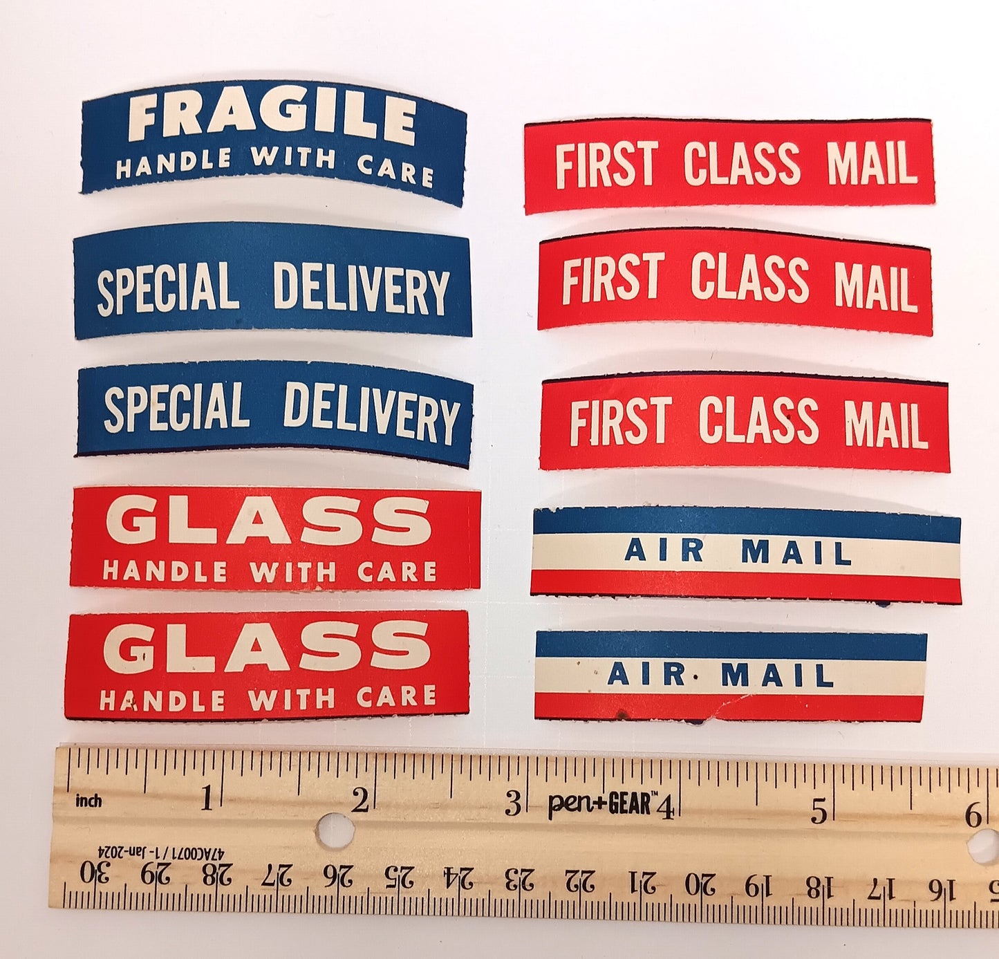 10 Vintage Mail Condition and Service Lick and Stick Labels USPS