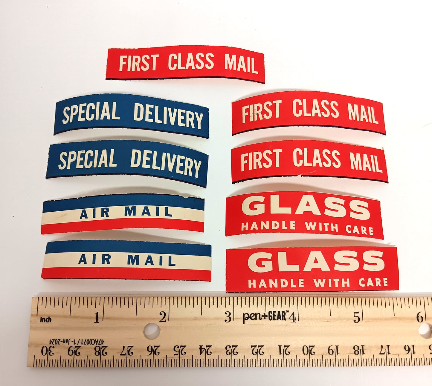 9 Vintage Mail Condition and Service Lick and Stick Labels USPS