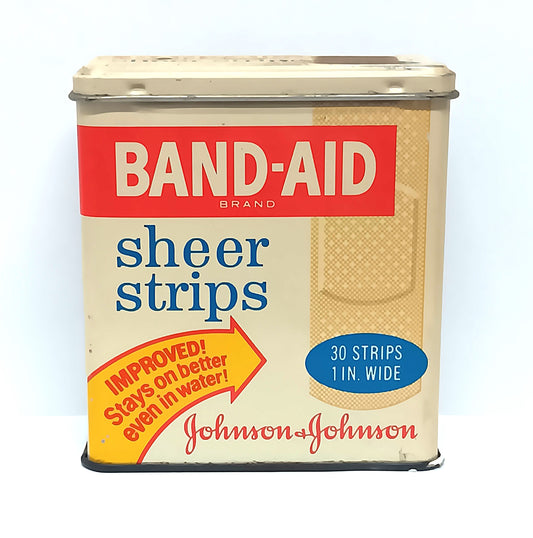 Vintage Band-Aid Sheer Strips Empty Hinged Tin Johnson + Johnson Water