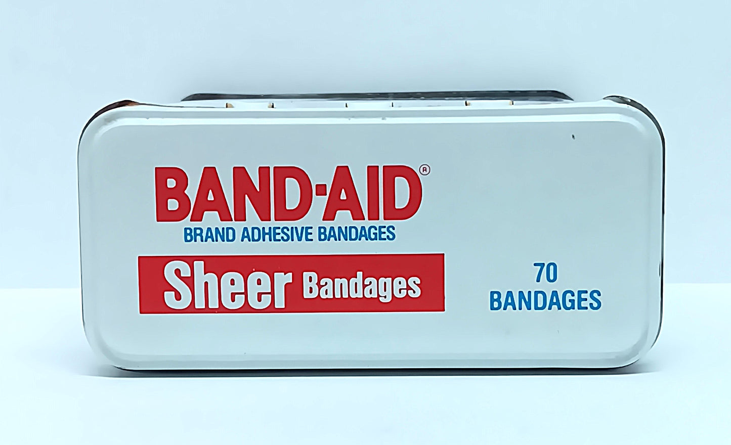 Vintage 1983 Band-Aid Sheer Bandages Empty Hinged Tin Johnson Value