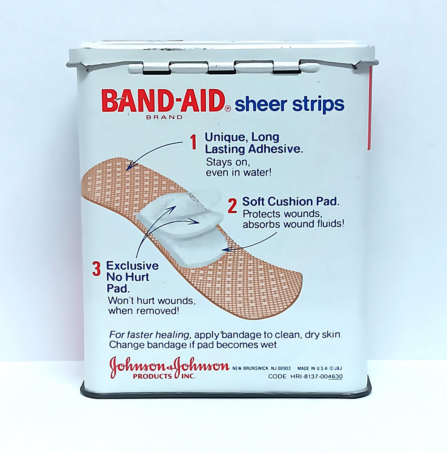 Vintage Band-Aid Sheer Strips Empty Hinged Tin Johnson Value Free