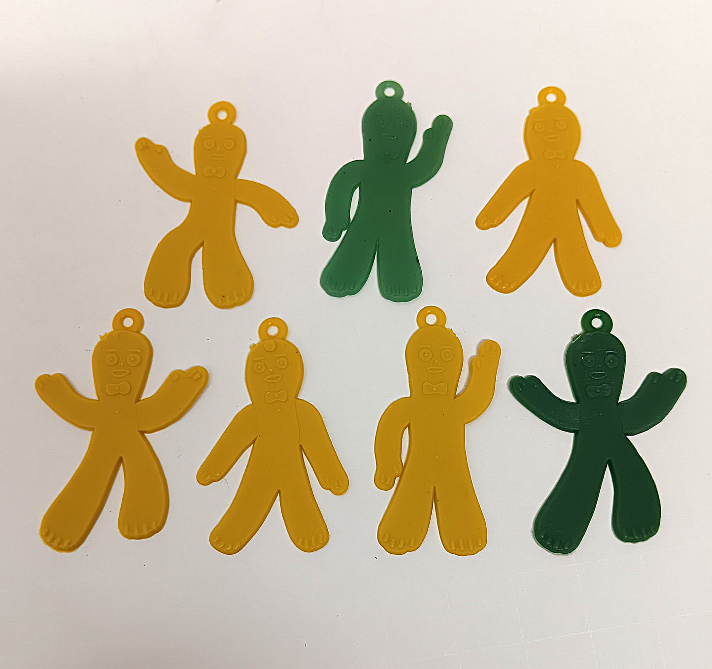 7 Vintage Gumby -Like Gingerbread Man Charms Hong Kong