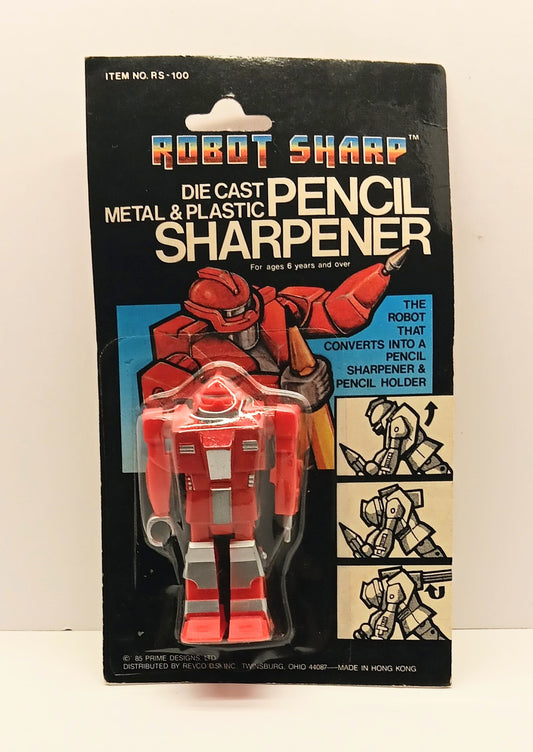Vintage Robot Sharp Metal & Plastic Pencil Sharpener Holder Red