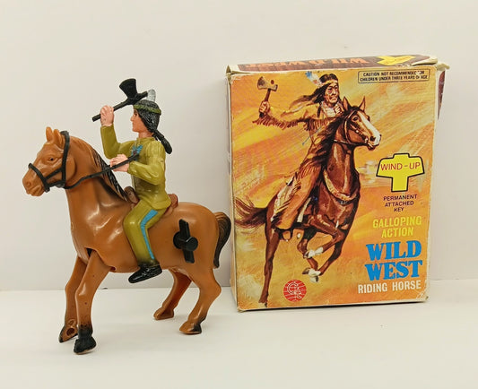 Vintage Hong Kong Windup Native American Indian Horse Rider Box