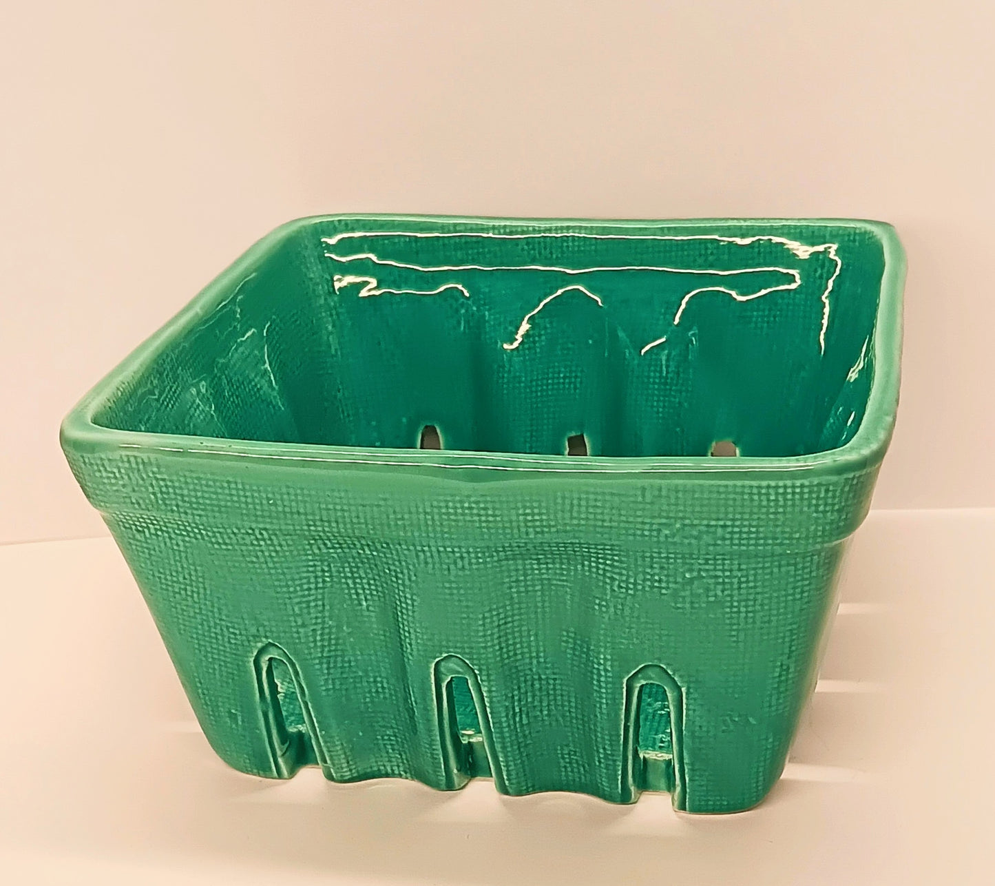 Vintage Style Stoneware Ceramic Fruit Stand Basket Tomatoes Peaches