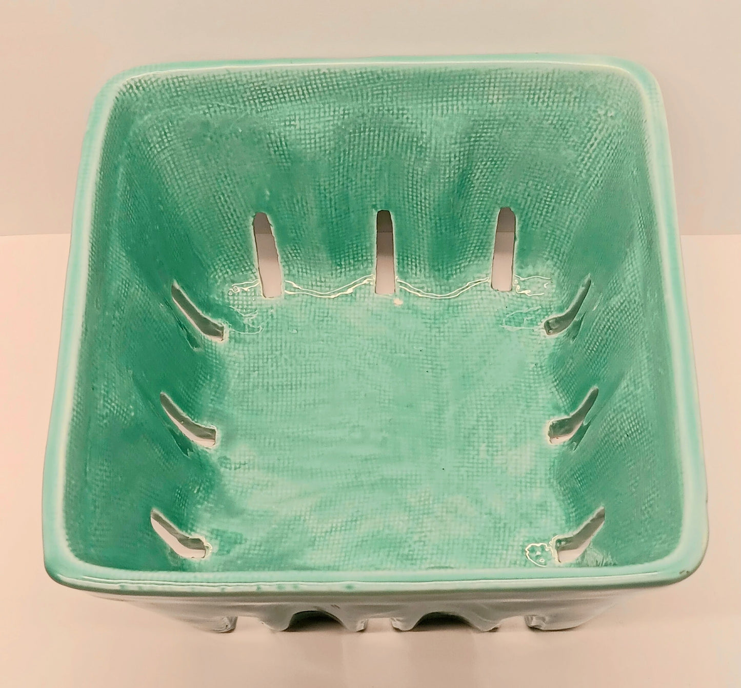 Vintage Style Stoneware Ceramic Fruit Stand Basket Tomatoes Peaches