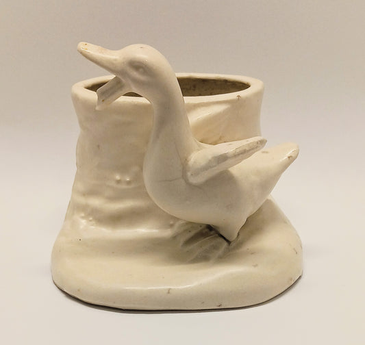 Vintage Small Japan Duck Goose Ceramic Planter Trinket Holder