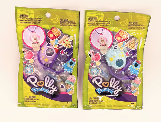 Polly Pocket Tiny Takeaway Space Rocket Ships Blue Purple Necklace