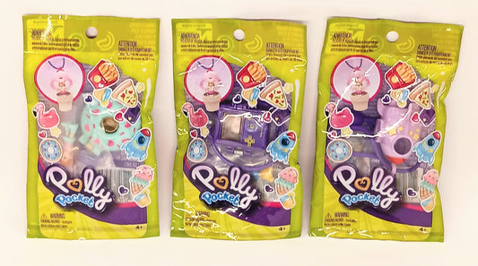 Polly Pocket Tiny Takeaway Blue Donut Dk Purple Gameboy Lt Purple Rocketship
