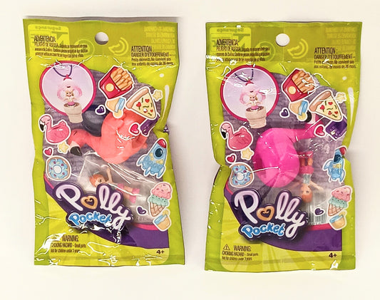 Polly Pocket Tiny Takeaway 2 Different Pink Flamingo Rings