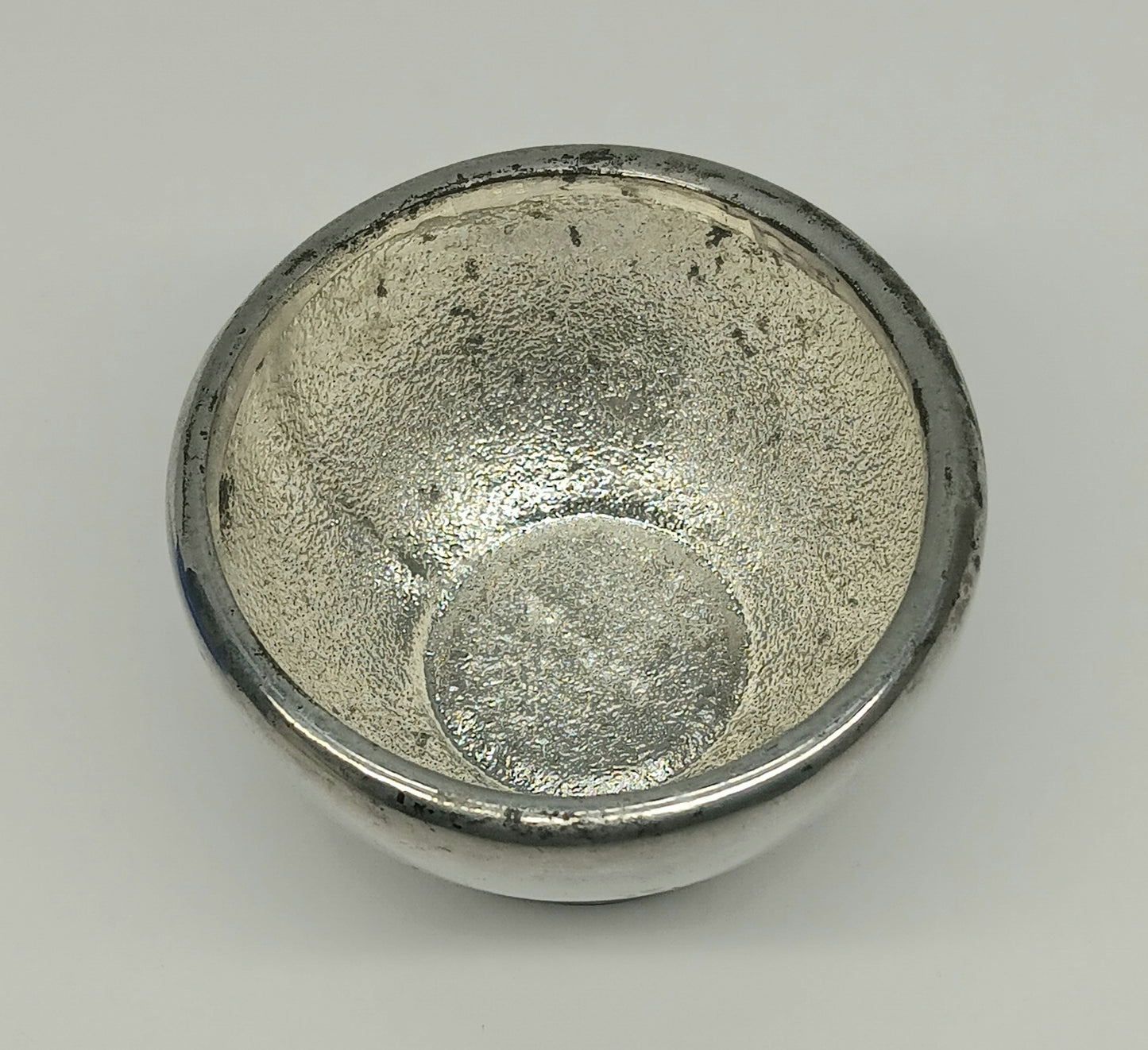 Vintage Mayflower Pewter Co Salt Dish Cellar Cobalt Blue Insert