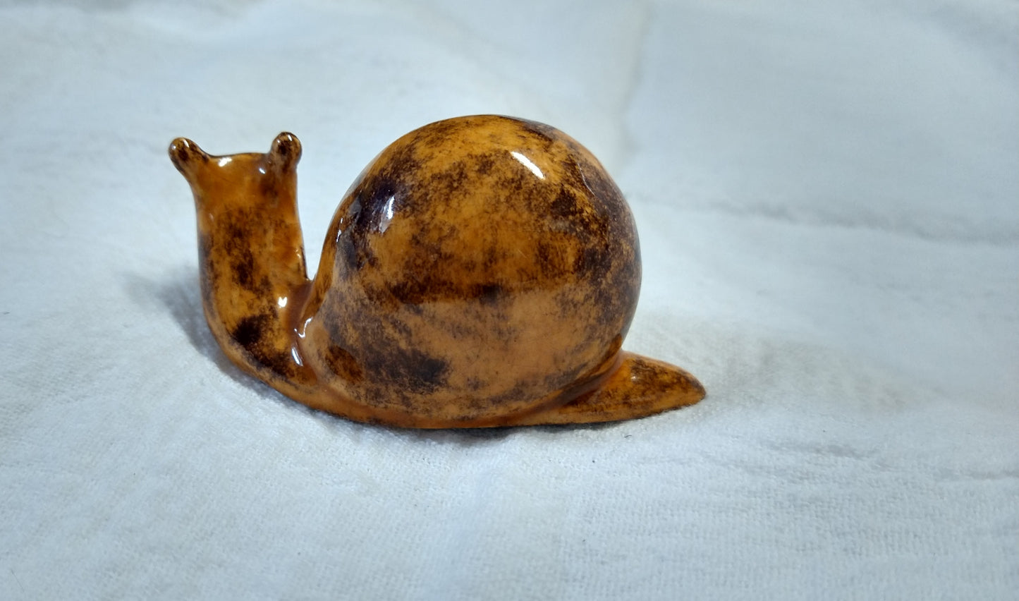 Brown Glazed Snail Aquarium Bonsai Planter Decor 2 3/4"L Vintage