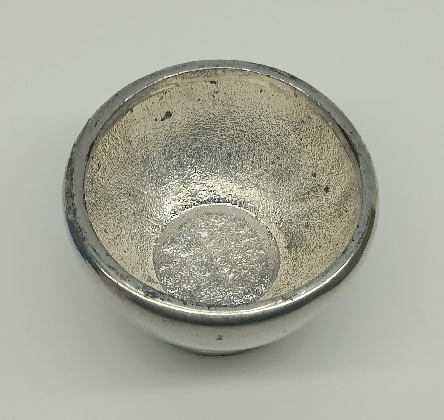 Vintage Mayflower Pewter Co Salt Dish Cellar Cobalt Blue Insert