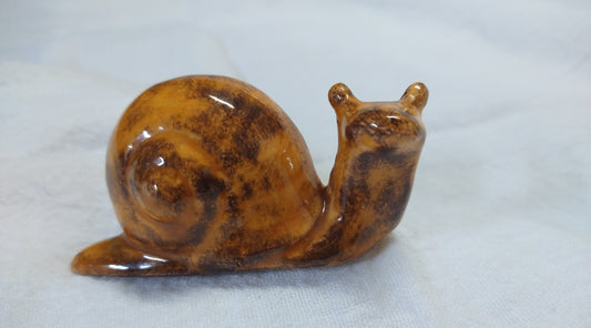 Brown Glazed Snail Aquarium Bonsai Planter Decor 2 3/4"L Vintage