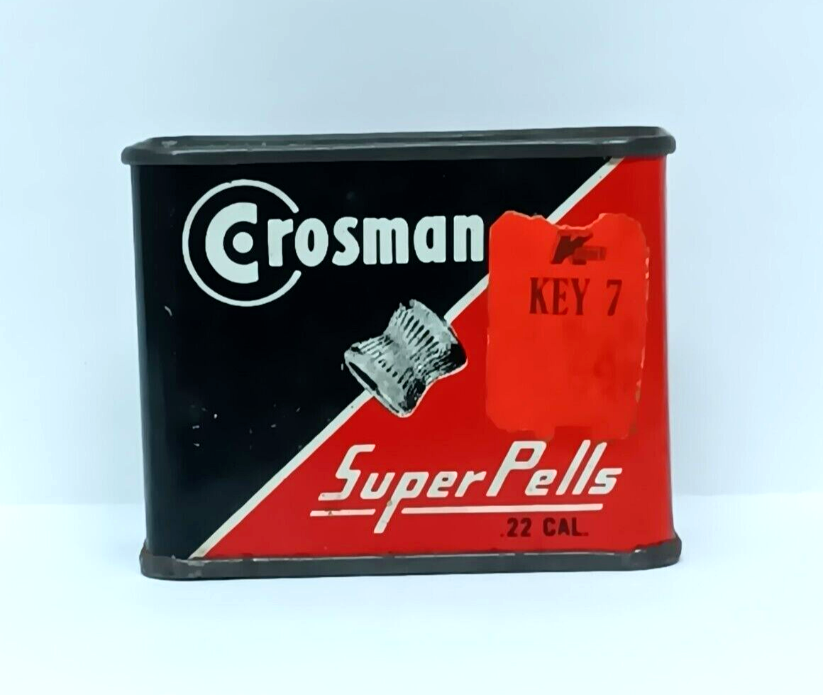 Vintage Crosman Super Pells .22 Caliber Pellets Metal Tin 100+