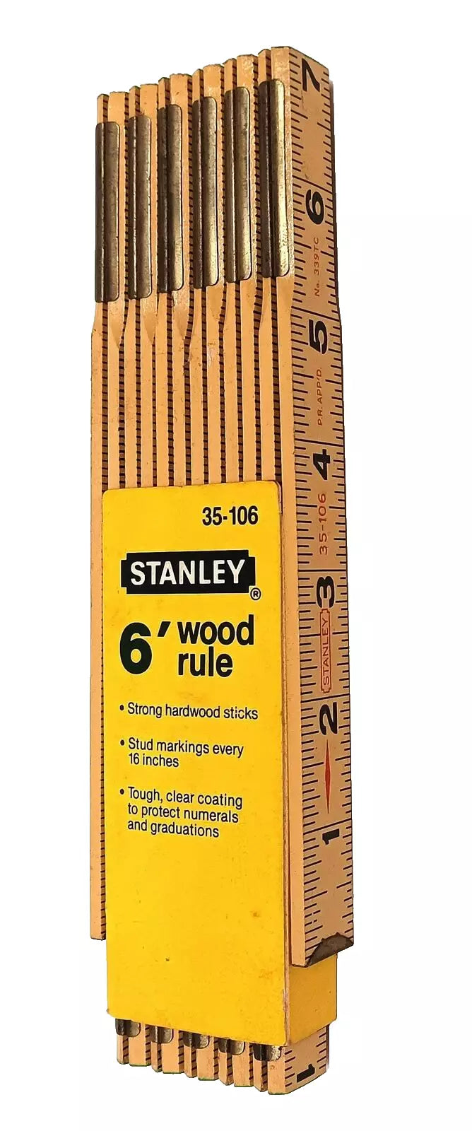 Vintage Stanley 6' Folding Wood Rule Unused in Package 1990 USA 35-106