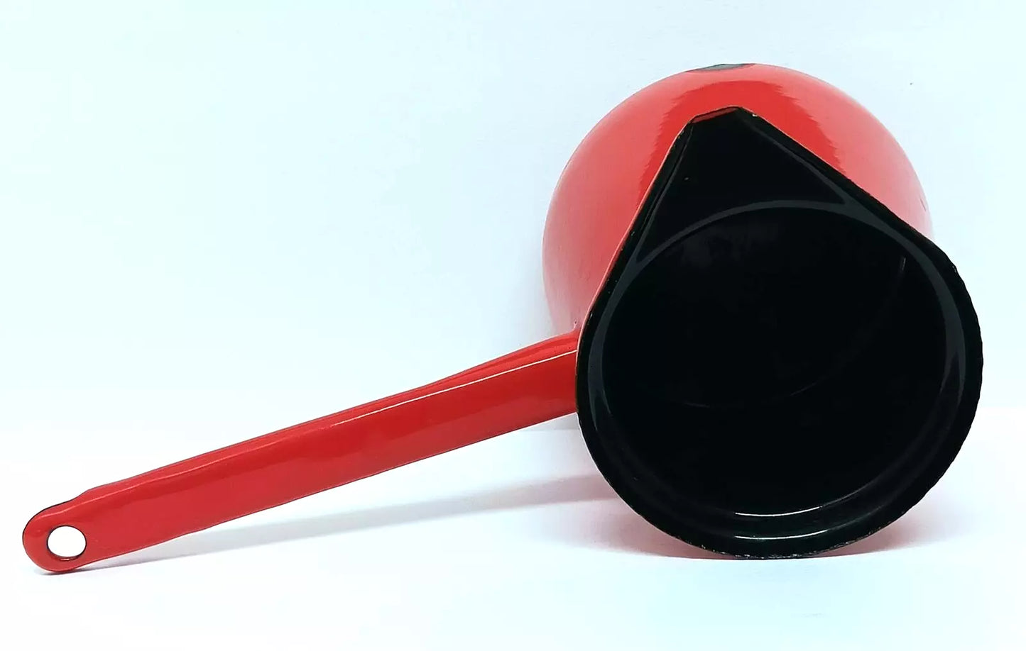 Vintage Red Enamel Dipper With Handle Slovenia