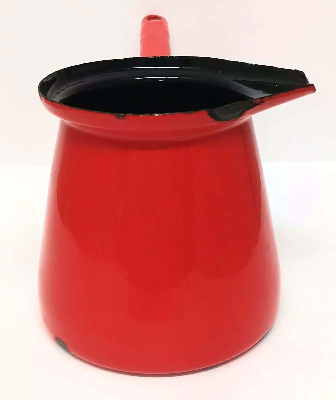 Vintage Red Enamel Dipper With Handle Slovenia