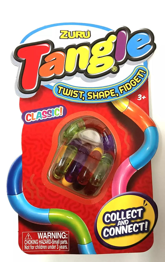 Zuru Tangle Classic Green Orange Purple in Clear Yellow Twist Shape Fidget